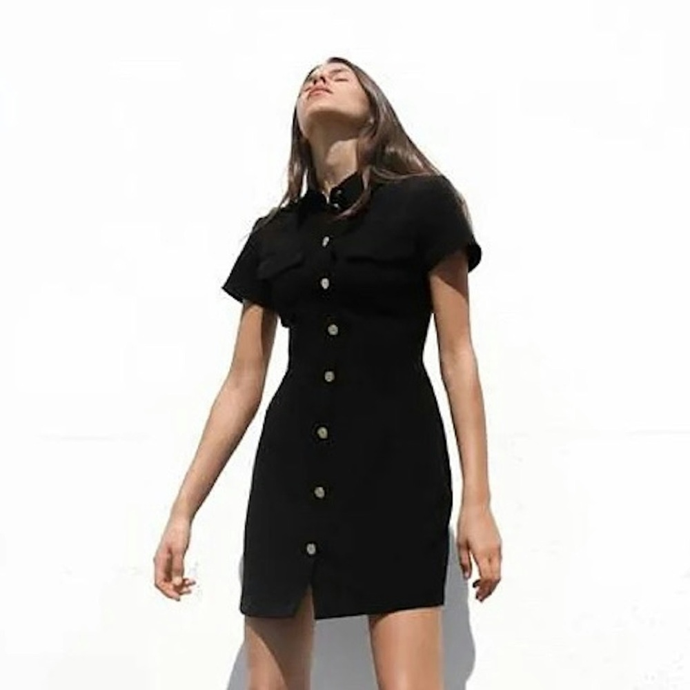 ZARA Gold buttons mini dress‎ short sleeves S